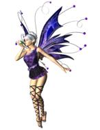 girl with purple wings, fairy, 3d render clipart at white background