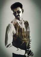 double exposure of Man portrait