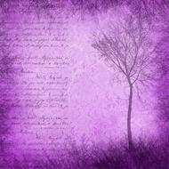 letter and tree image on purple background