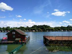 boathouse on Sava River at Summer, serbia