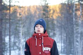 charming Boy Snow Forest