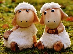 Sheep, two funny Ceramic figurines