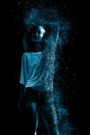 Woman blue dust digital art