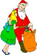 clipart of painted Santa Claus hugging a girl