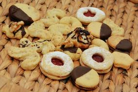 sweet cookies with chocolate on the table