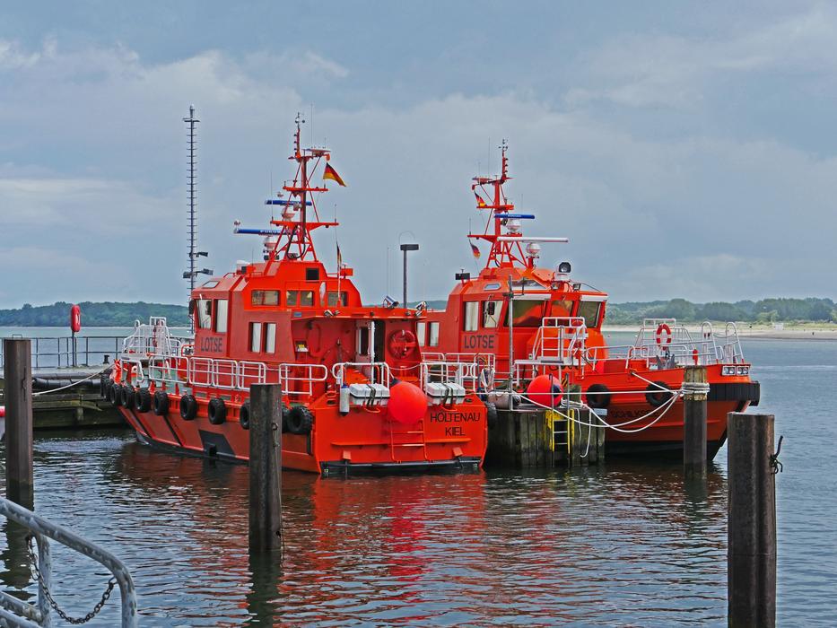 red ships on the port of the sea