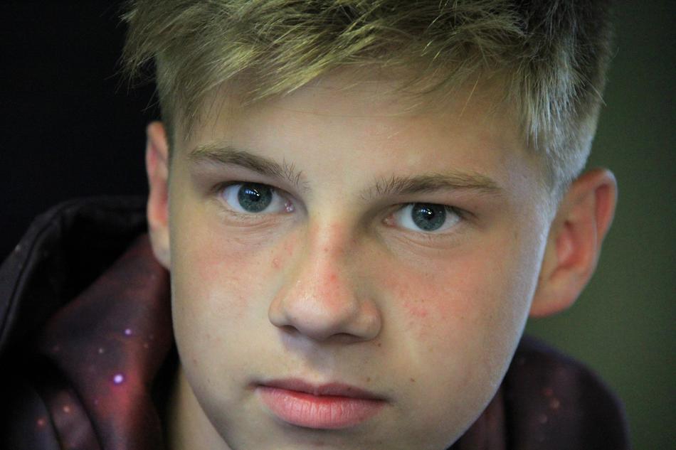 Portrait Young Man Face Close