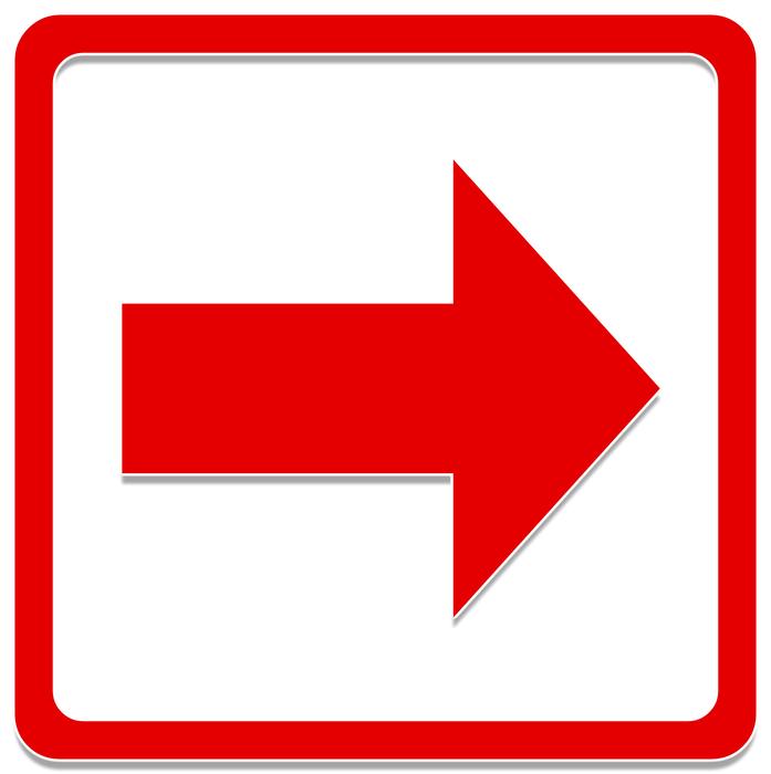 red arrow framed on a white background