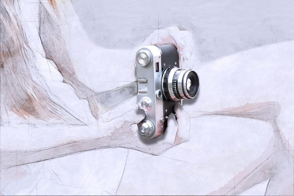 camera art abstract watercolor