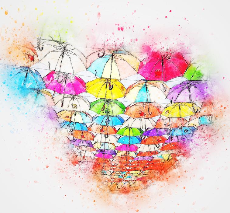 umbrella art abstract watercolor