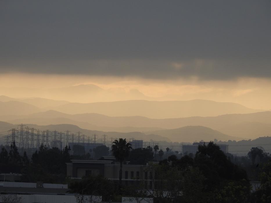 haze over the city in the mountains