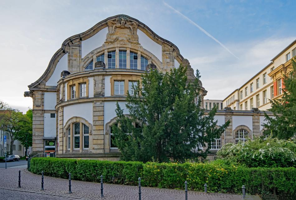 beautiful building in the trees
