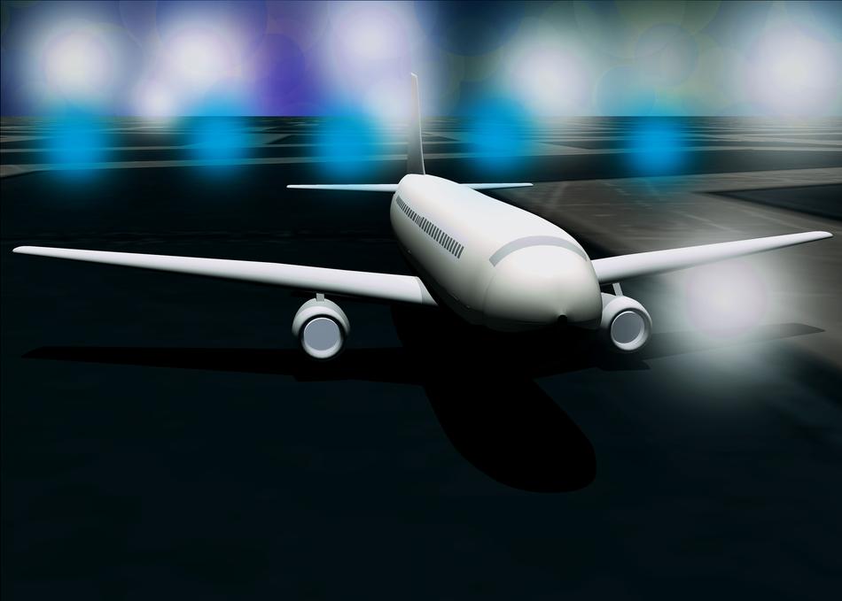 aircraft lights rays atmosphere
