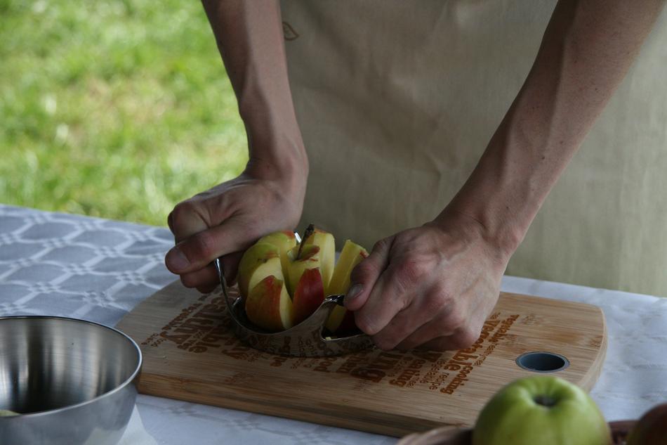 sliced fruit by a girl