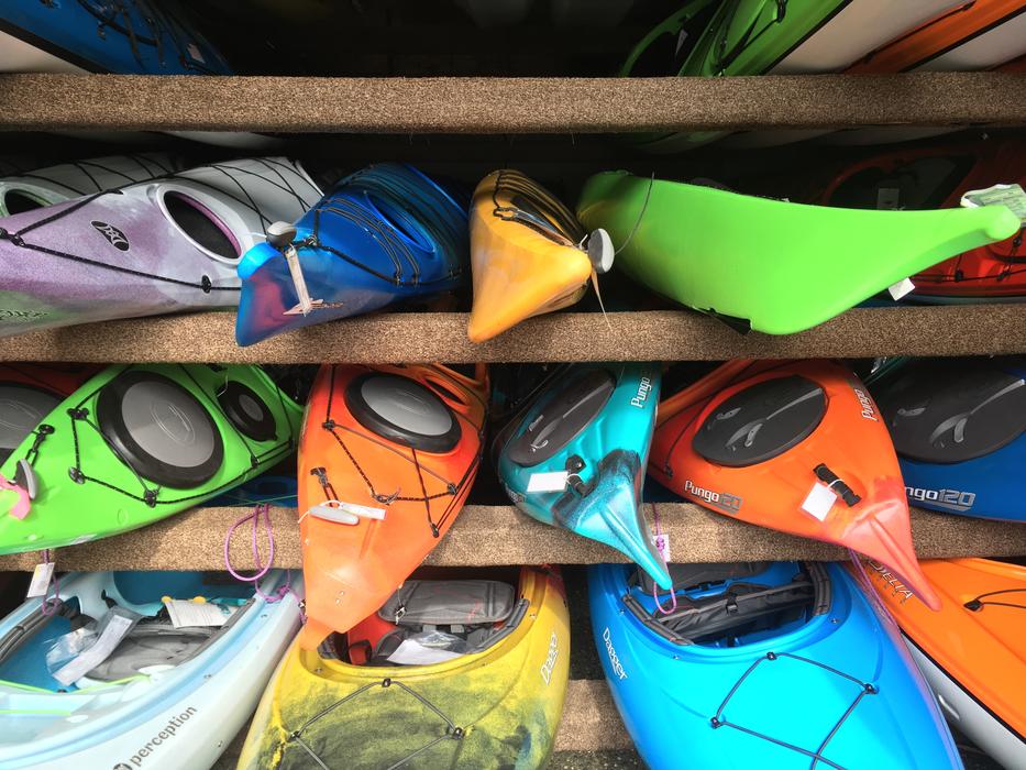 colored boats on the cabinet