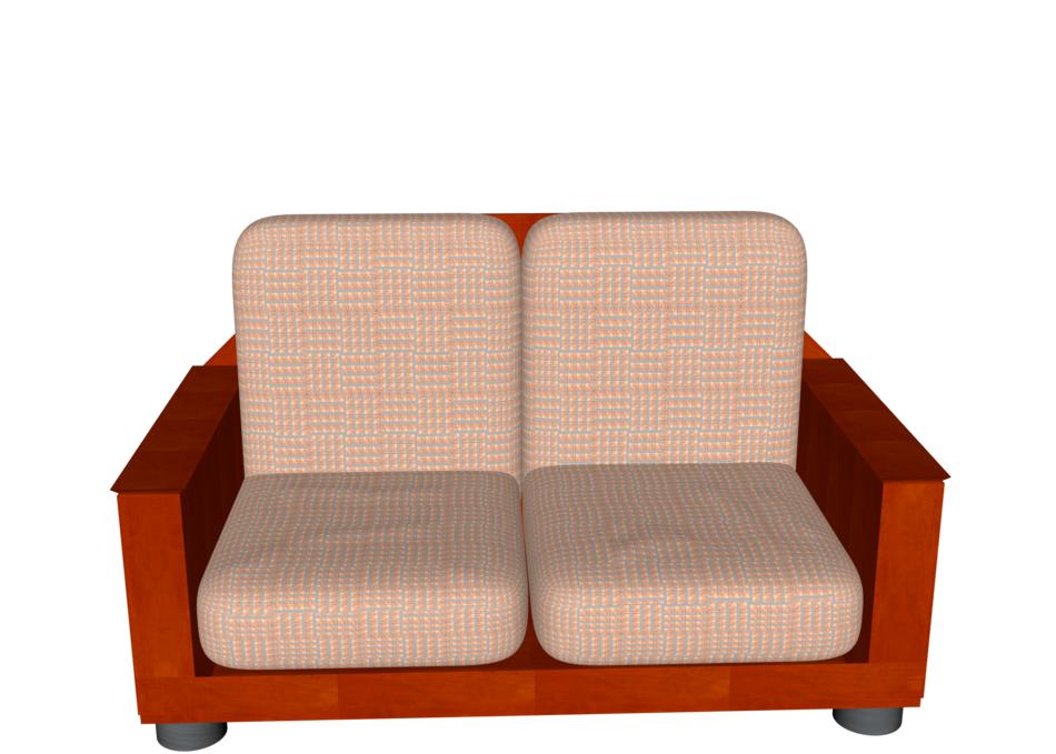 red sofa on a white background