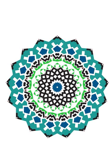 green pattern, mandala on a white background