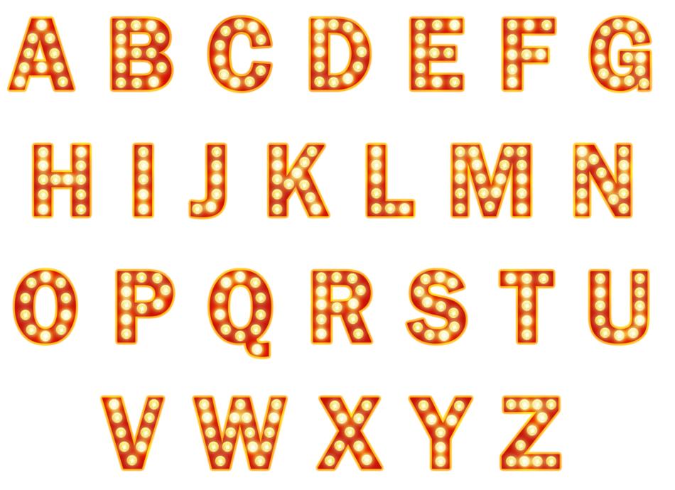 broadway font letters sign lights