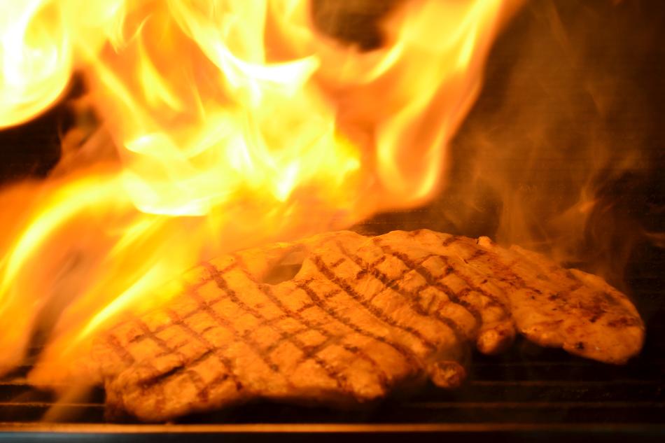 fried fish on fire macro