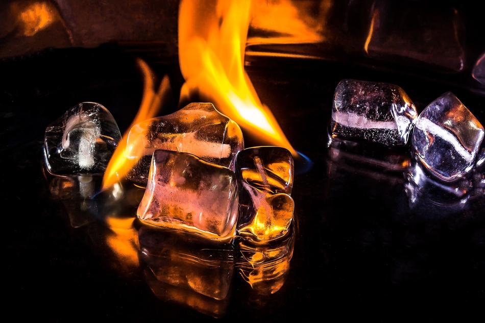 Ice Cubes Fire Flame