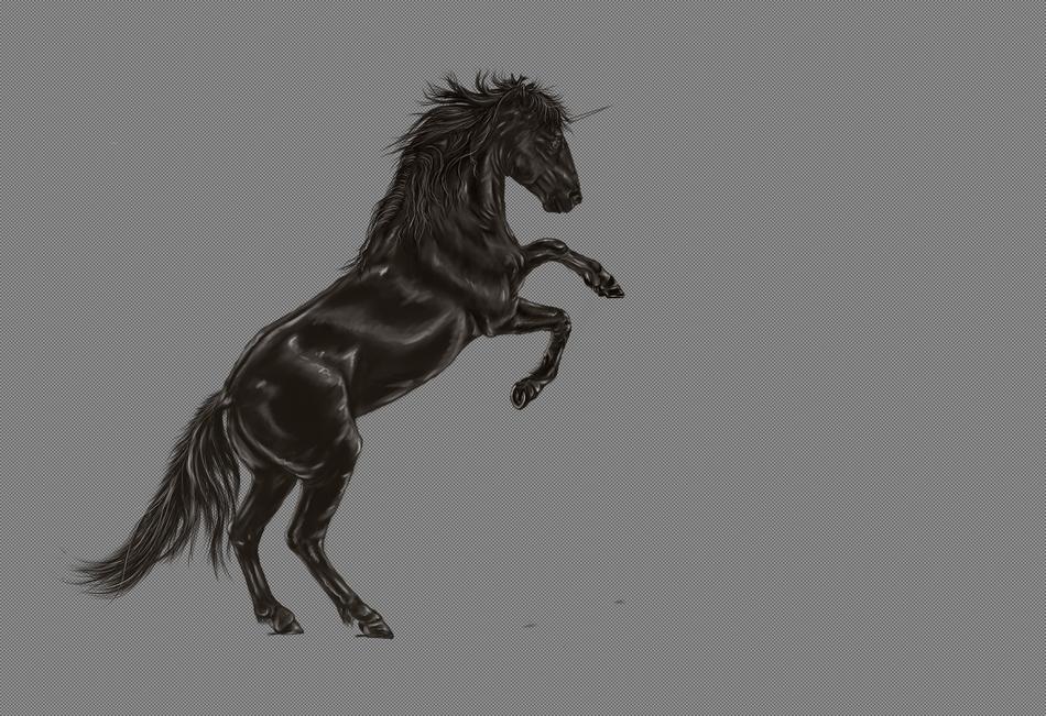 unicorn black horse art