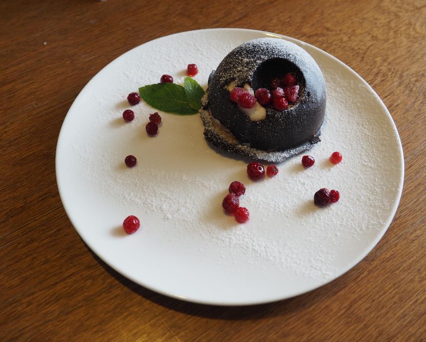 unusual dessert with berries