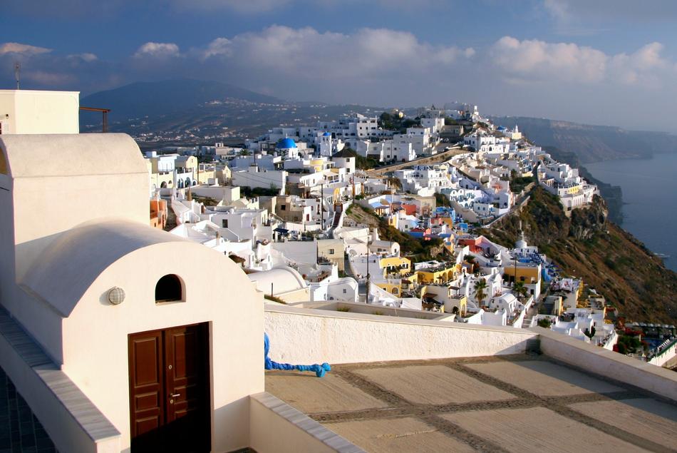 Greek island with a city