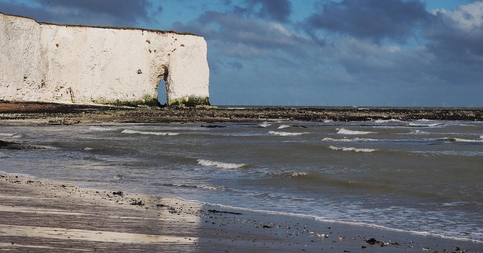 big white rock near the sea coast