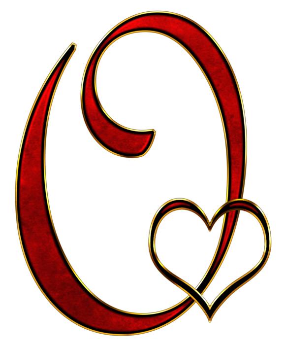 letter O with heart on white background