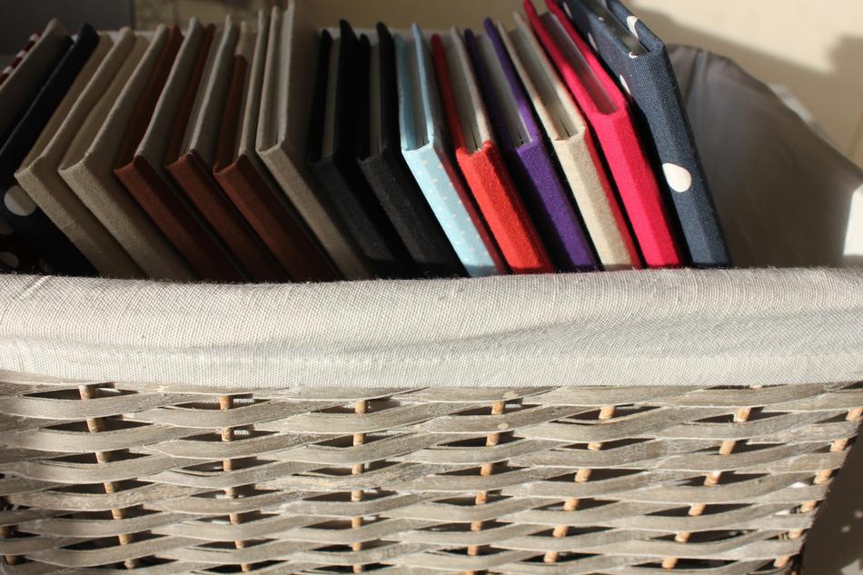 bookshelf with basket