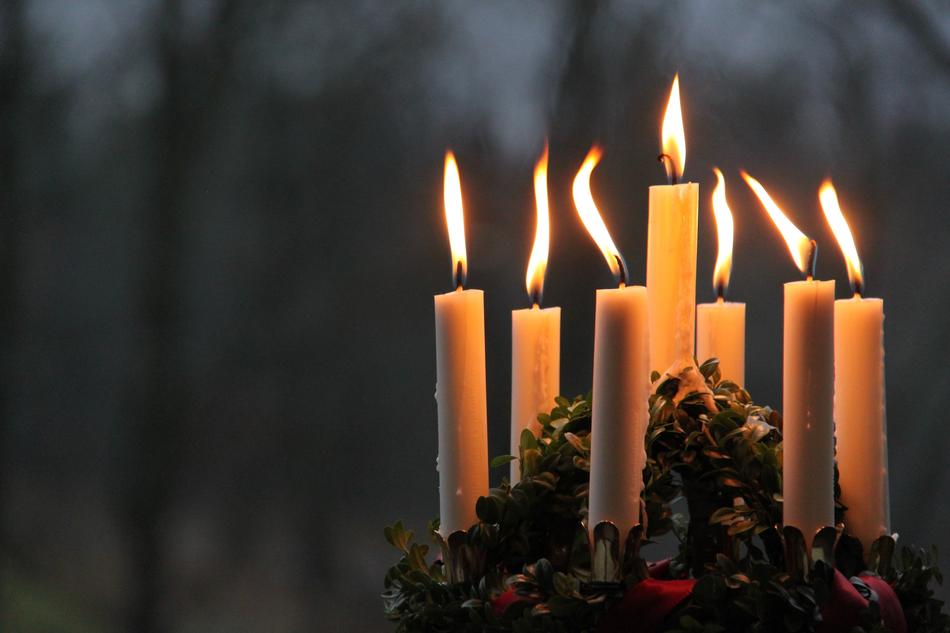 candles burning on the table