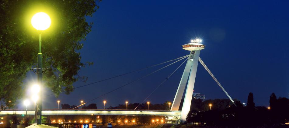 white magnificent bridge at night