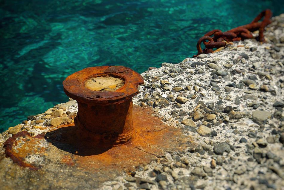 orange pipe at the marina