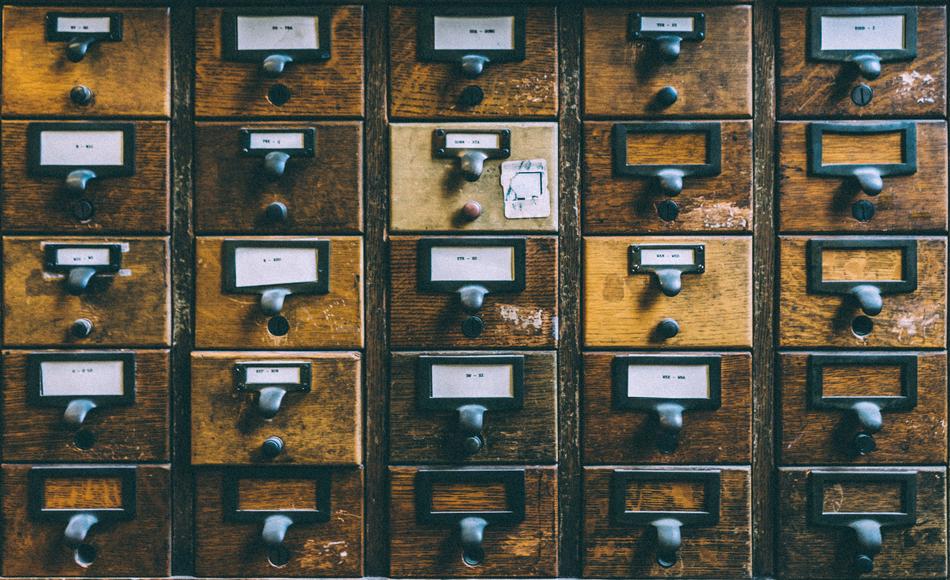 boxes with documents in the archive