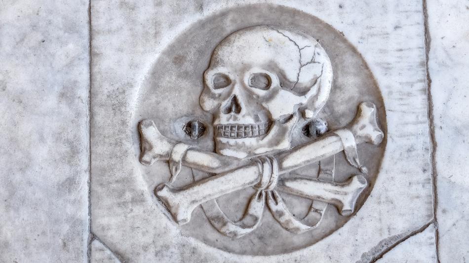 skull and crossbones on the wall