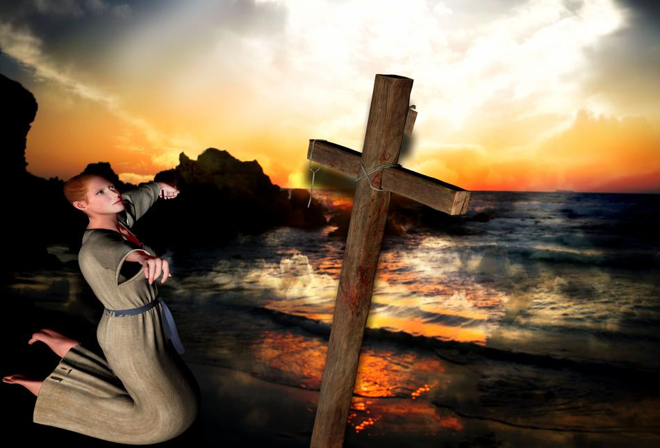 woman believe cross christianity