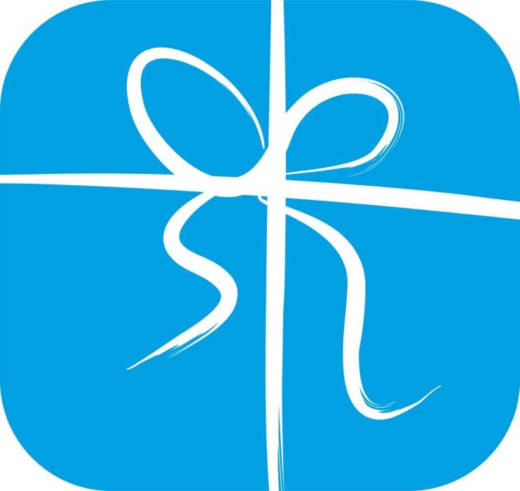 a blue gift in a white wrapper