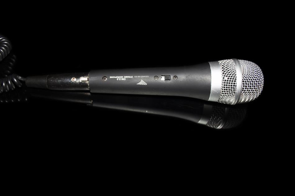 mic on the black background