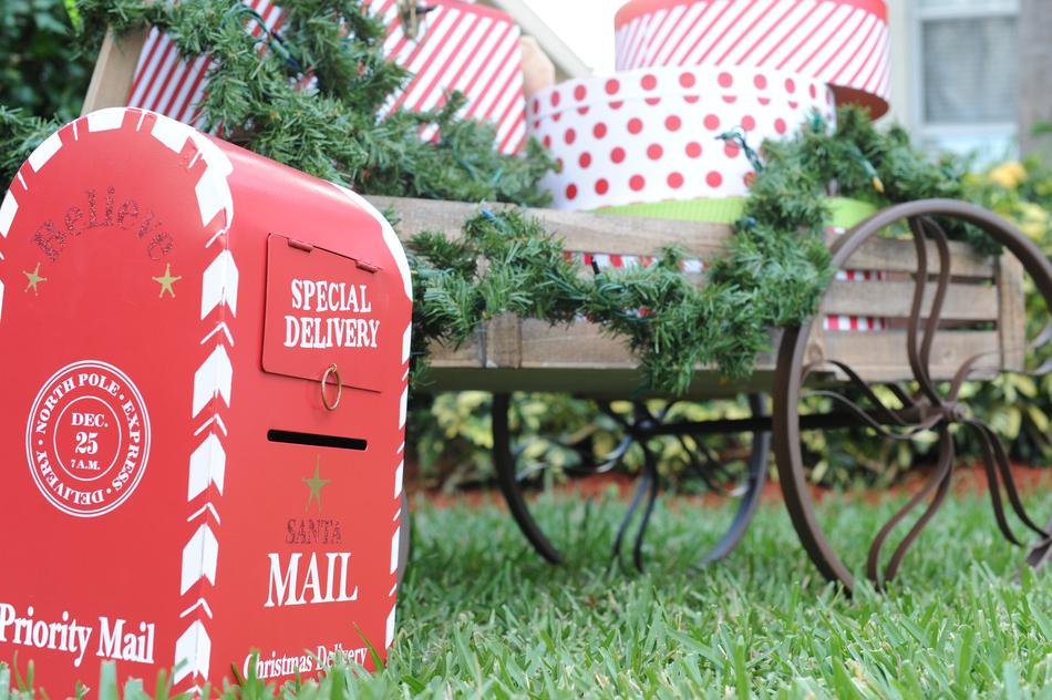 the red mailbox outside the house
