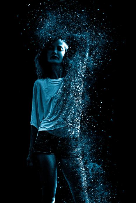 Woman blue dust digital art
