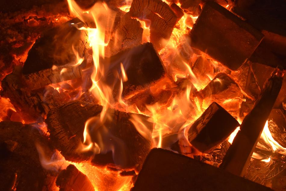 burning embers of orange fire