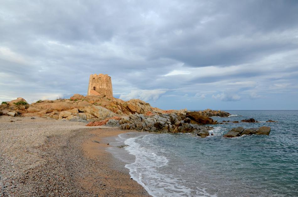 high old castle on the beach