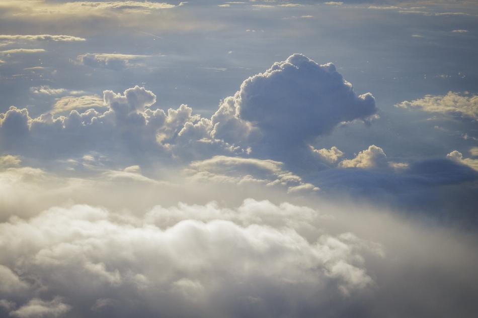 the clouds are fluffy and beautiful