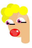 head of cartoon female Person with red lips as an illustration