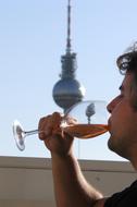 Man Drinking Wine tv tower