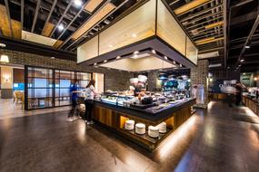 bright lights in the restaurant