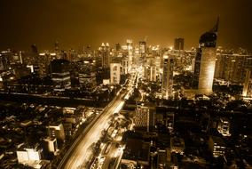 monochrome photo of Jakarta City