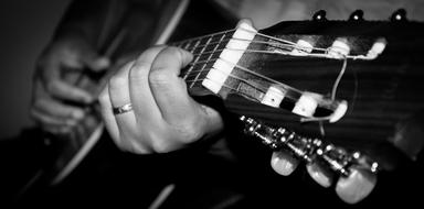 Playing Guitar Black And