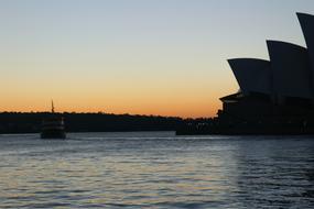 sea silhouette sydney opera