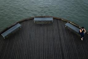 benches people the sea